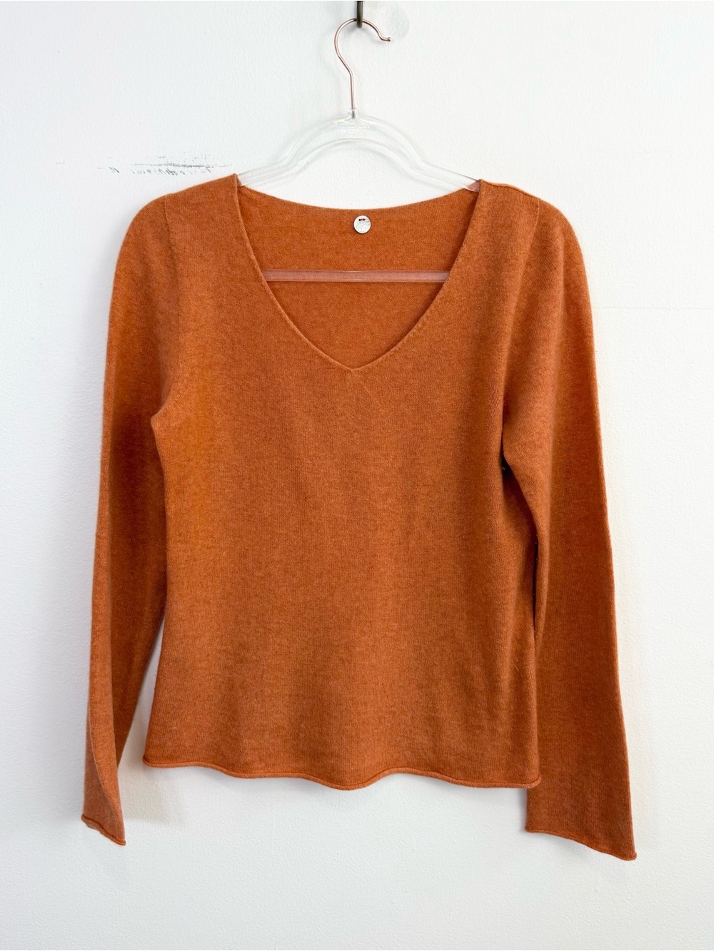 Margaret O’Leary Cashmere V-Neck Sweater Orange Size Small